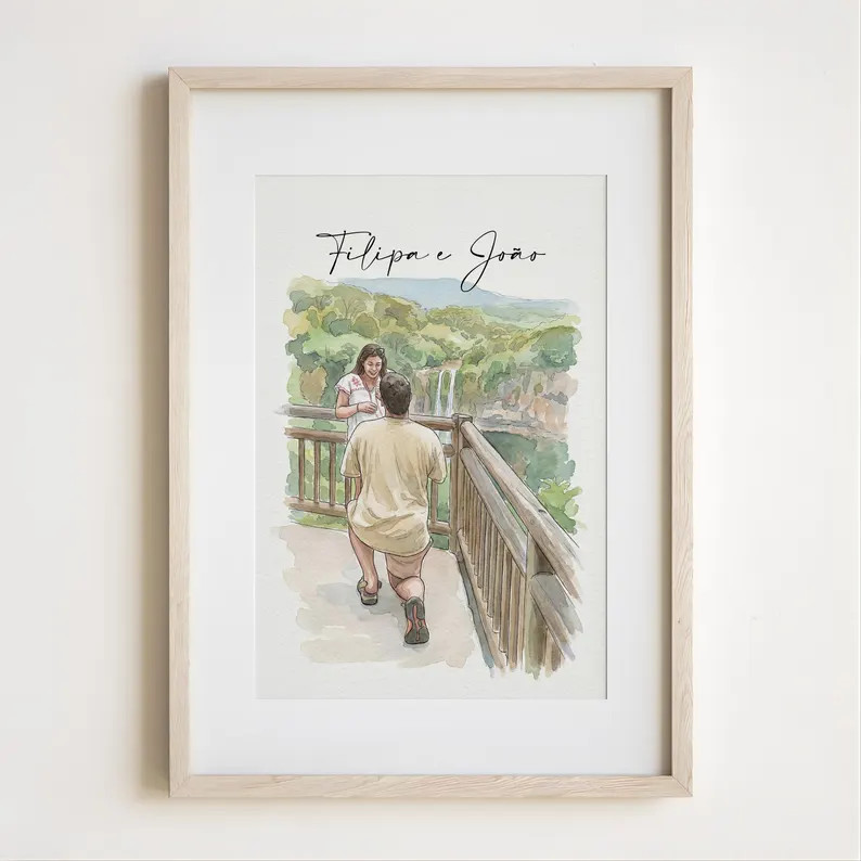 Custom Hand-Drawn Watercolor Portrait From Photo, Couple Proposal gift, Wedding/Engagement gift f... | Etsy (Global)