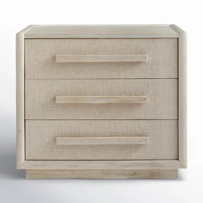 Dysen 3 - Drawer Solid Wood Nightstand in Linen/Beige | Wayfair North America