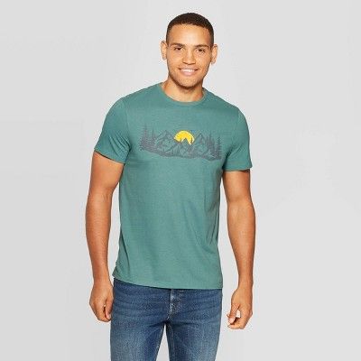 Men's Printed Standard Fit Mountain View Short Sleeve Crew Neck Graphic T-Shirt - Goodfellow & Co... | Target