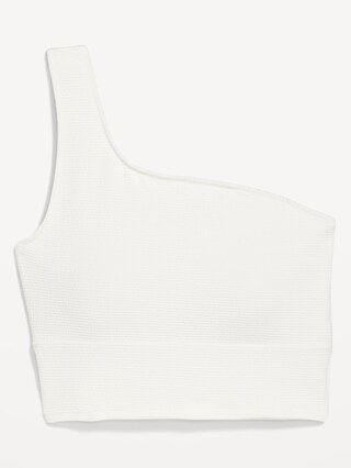 One-Shoulder Pucker Longline Bikini Swim Top for Women | Old Navy (US)