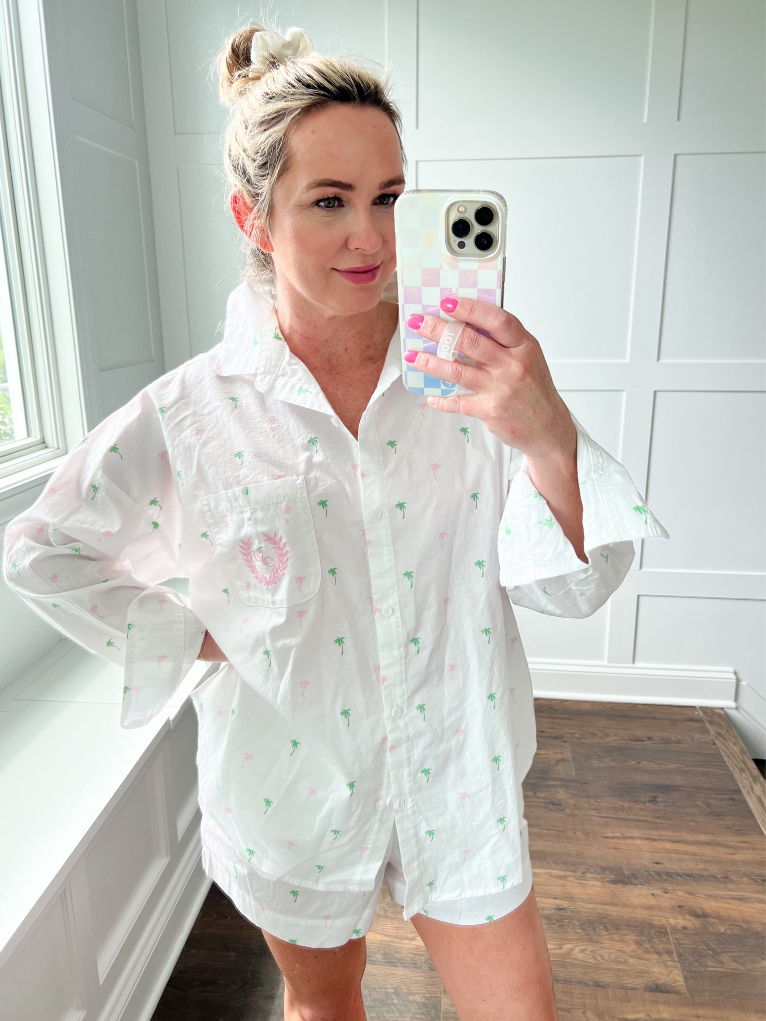 This pajama/lounge set is so cute and preppy! Right now the pieces are buy one get one free. Wearing size medium in both the shorts and top. The top is oversized but shorts run TTS  

#LTKTravel #LTKSaleAlert #LTKFindsUnder50