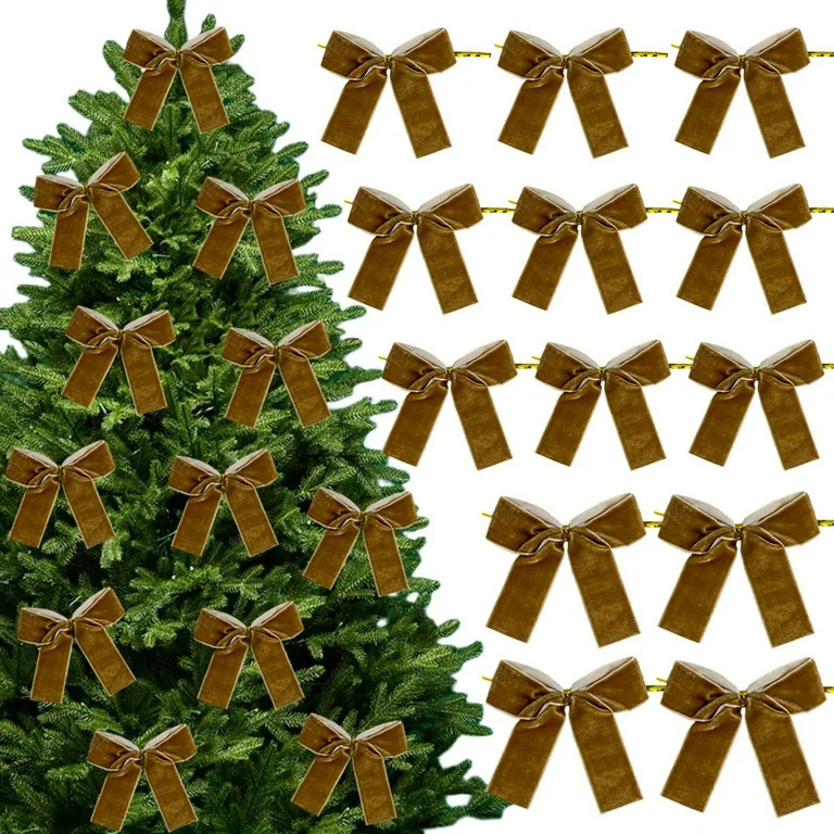 Marrón 12 Piezas de Terciopelo Árbol de Navidad Arco Decoración Conjunto Corona Adornos de Arc... | Walmart (US)