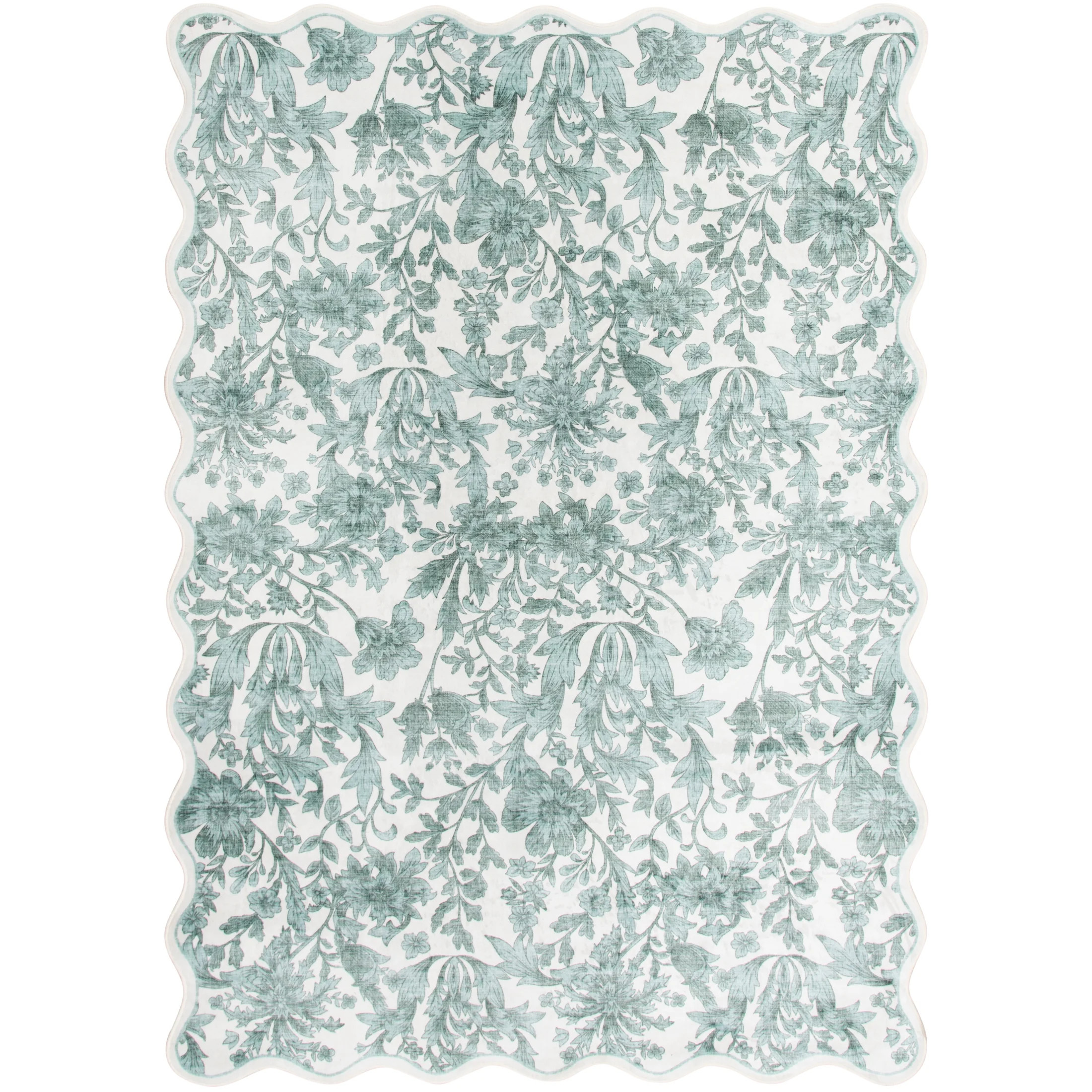 Mainstays 5'x7' Green Feather Faux Fur Scalloped Indoor Area Rug | Walmart (US)