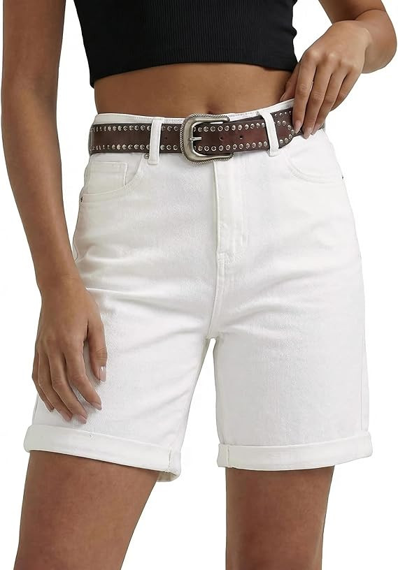 luvamia Jean Shorts for Women High Waisted Trendy Causal Summer Fold Hem Stretchy Long Denim Shor... | Amazon (US)