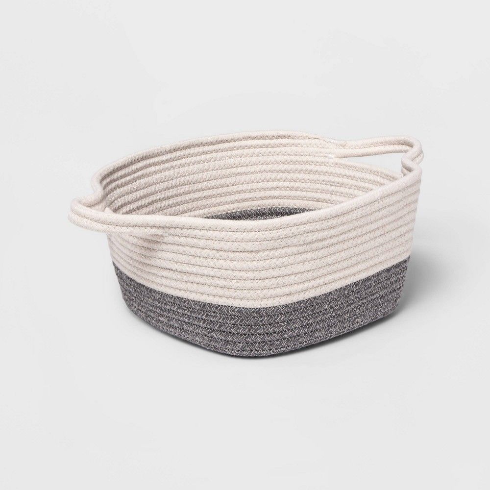 Square Coiled Rope Bin with Color Band - Cloud Island Gray | Target