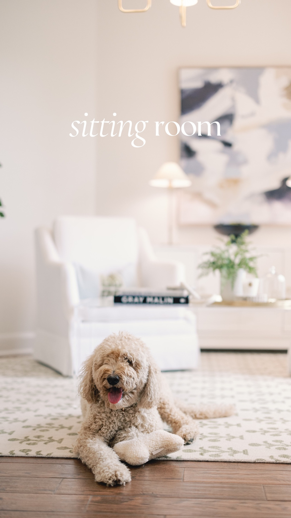 Sharing our updated sitting room! I love coming in here to do my morning devotional with a warm cup of coffee 

Rug: Elizabeth Jane Oushak custom “Harlow rug"
Chairs: custom, linked similar
Art: home goods 

Living room, sitting room, home decor, new home, home design, white chairs, acrylic coffee table, china cabinet, gold lamps, sunroom, curtains


#LTKhome