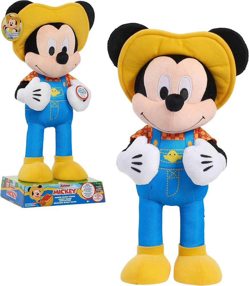 Disney Junior Farmer Mickey Mouse Feature Plush, Lights, Phrases, and Movement, Officially Licens... | Amazon (US)