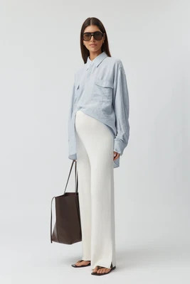 Textured Pocket Shirt (Dusk Blue) | Legoe Heritage Maternity APAC