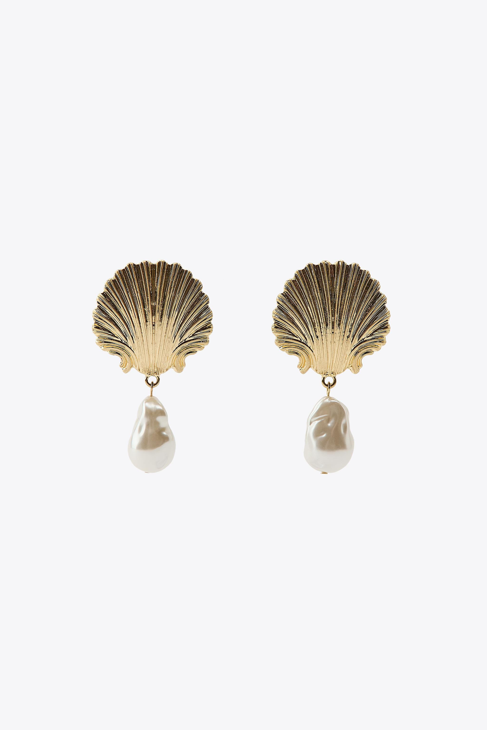 PEARL AND SHELL EARRINGS | Zara US