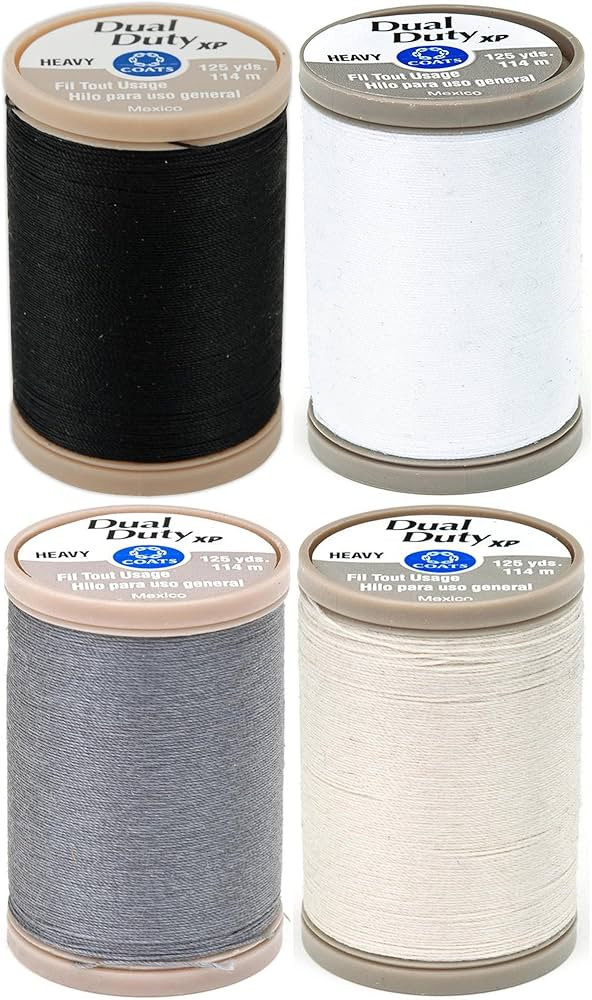 4-PACK - Coats & Clark - Dual Duty XP Heavy Weight Thread - 4 Color Value Pack - (Black+White+Sla... | Amazon (US)