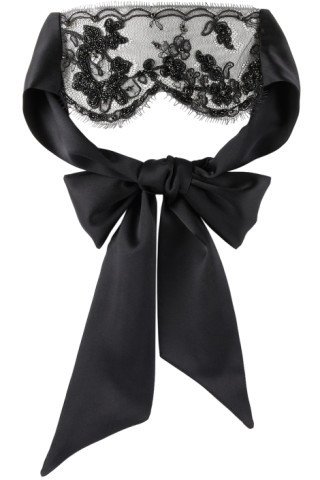 Black Lace Beaded Blindfold | SSENSE