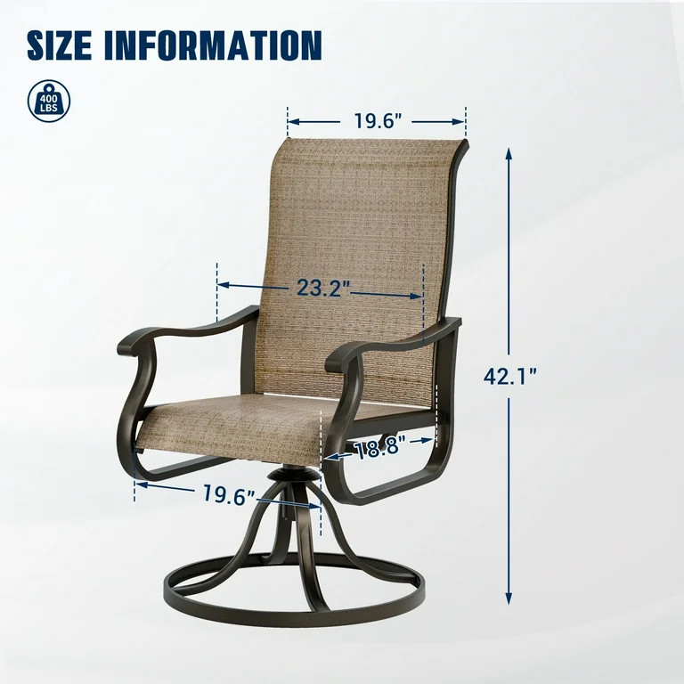 UDPATIO High Back Outdoor Dining Chairs Set of 2, All Weather Swivel Patio Chairs, Breathable Gar... | Walmart (US)
