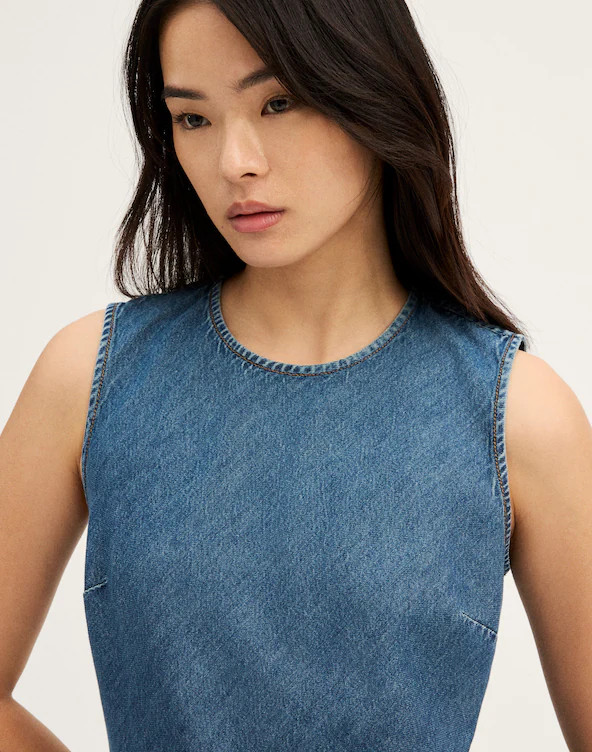 Crewneck Sleeveless Mini Dress in Airy Denim | Madewell