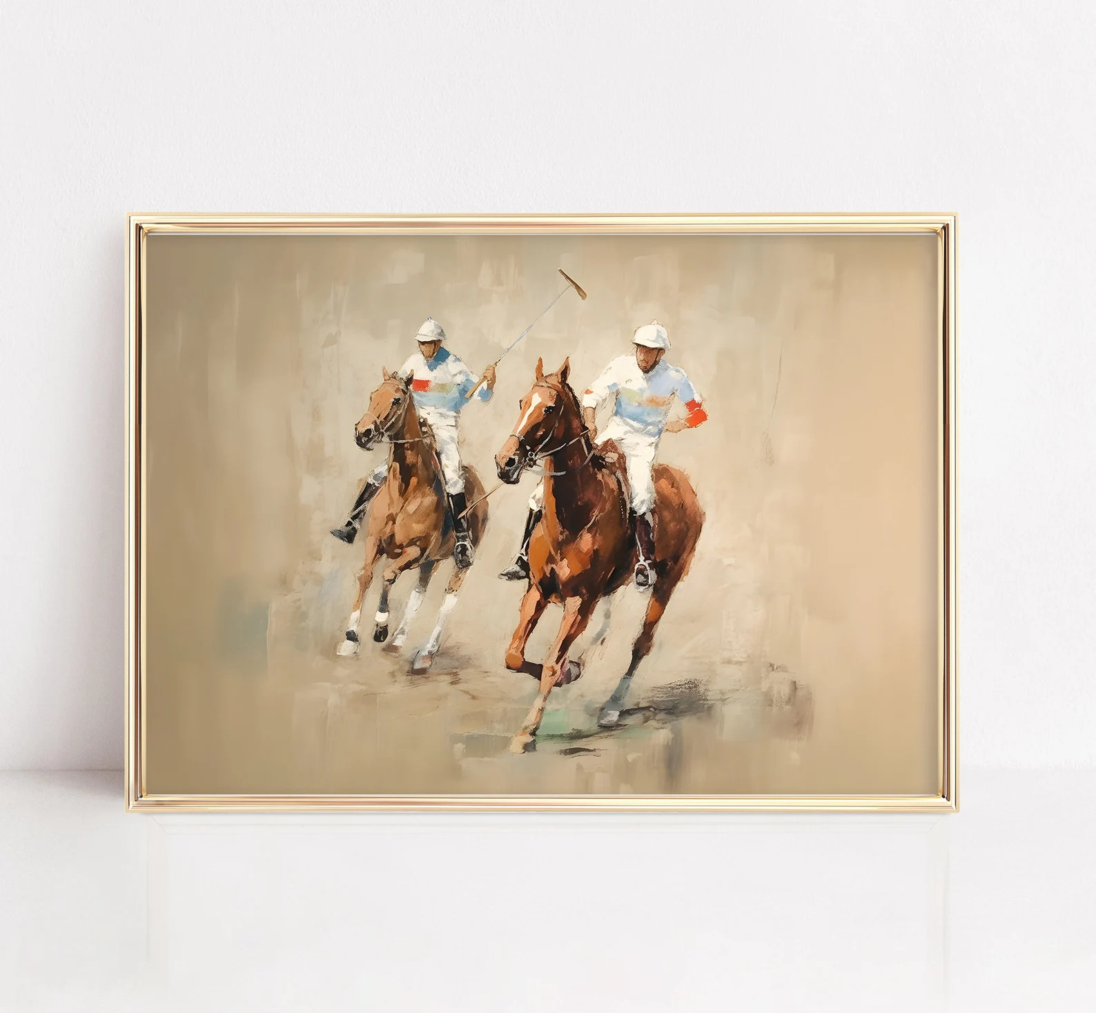 Vintage Polo Players Oil Painting Art Print (Digital Download) | Etsy (Global)