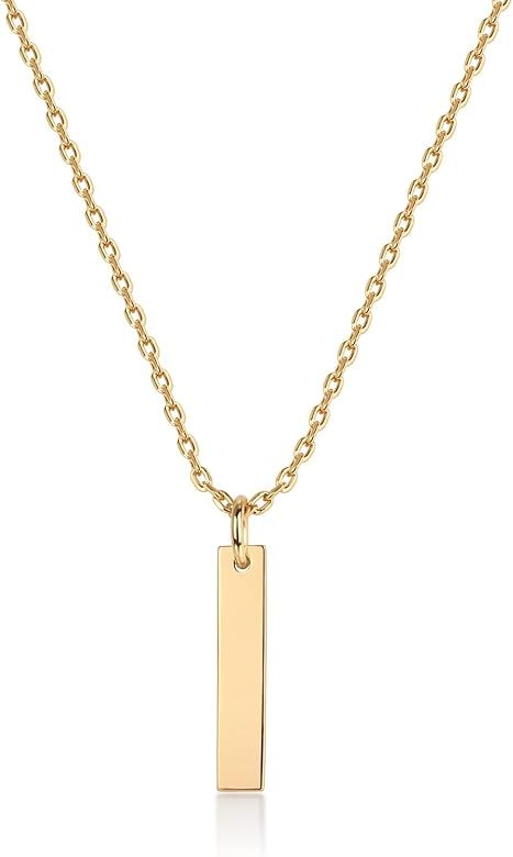 PAVOI 14K Gold Plated Necklace for Women l Oval, Bar, Disc, Dog Tag Pendants | Amazon (US)