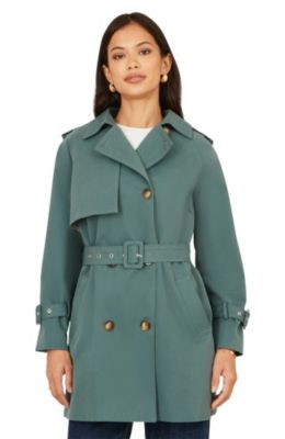 Yumi Women's Belted Trench Coat - Blue-green | Macy's