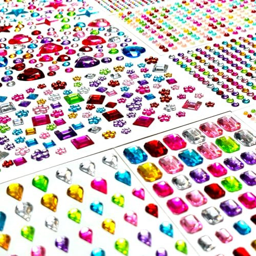 MixS Live Rhinestone Gem Stickers for Kids Crafts – 2651PCS Self-Adhesive Sparkly Gems with 10 Sheets, Multi-Colored & Assorted Shapes (3-18mm) for DIY Decor, Scrapbooking, Party Makeup | Amazon (US)