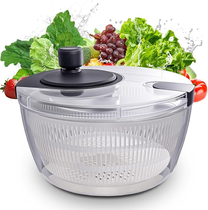 Salad Spinner Large, Fruit Washing Bowl with Strainer, Quick and Easy Use Lettuce Spinner, Fruits... | Amazon (US)