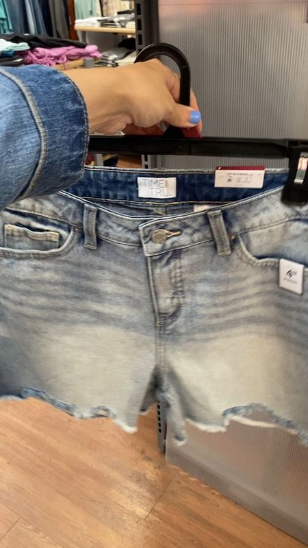 Walmart denim shorts! Denim shorts at Walmart! Time and Tru shirts. Blue Jean shorts for women!! 