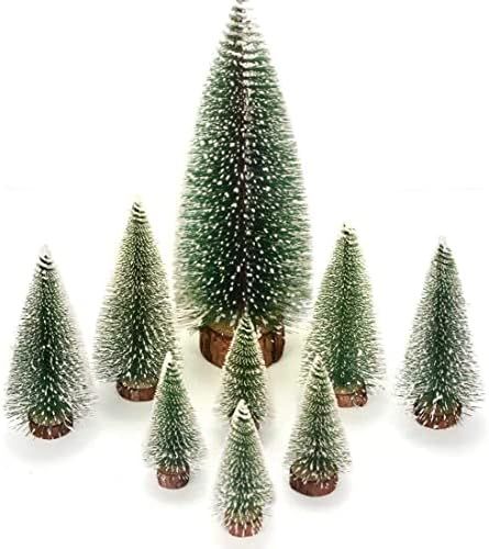 ANQLRMD Mini Christmas Tree Decorations 9Pack(3Sizes 12",6",4")- Bottle Brush Trees, Artificial S... | Amazon (US)