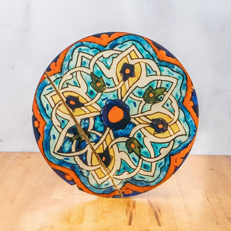 Traditional "Rumi" Patterned Glass Serving Platter, Round Serving Dish, Ethnic Glass Trivet,  Gif... | Etsy (US)