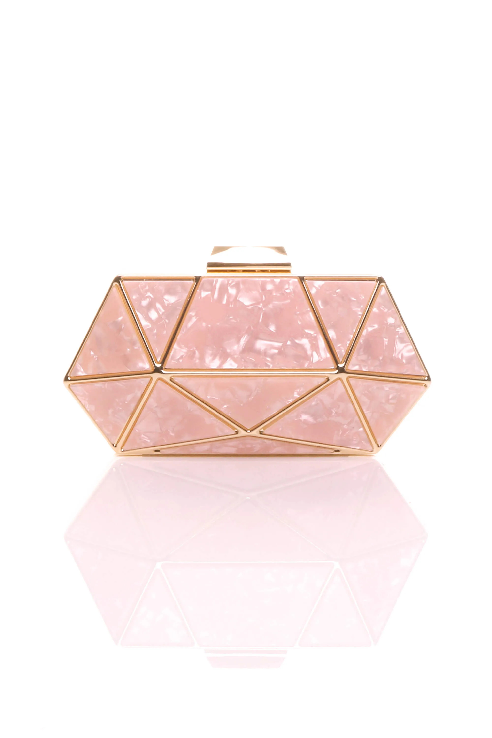 Pale Pink AJVANI Geometric Art Deco Evening Clutch Bag | Boohoo | Boohoo.com (UK & IE)