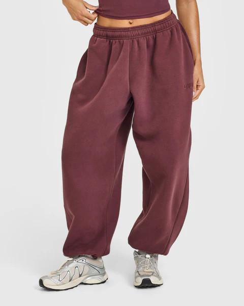 Foundations Oversized Cuffed Joggers with Oner Embroidery 
 Washed Velvet Mocha | Oner Active (UK / US)