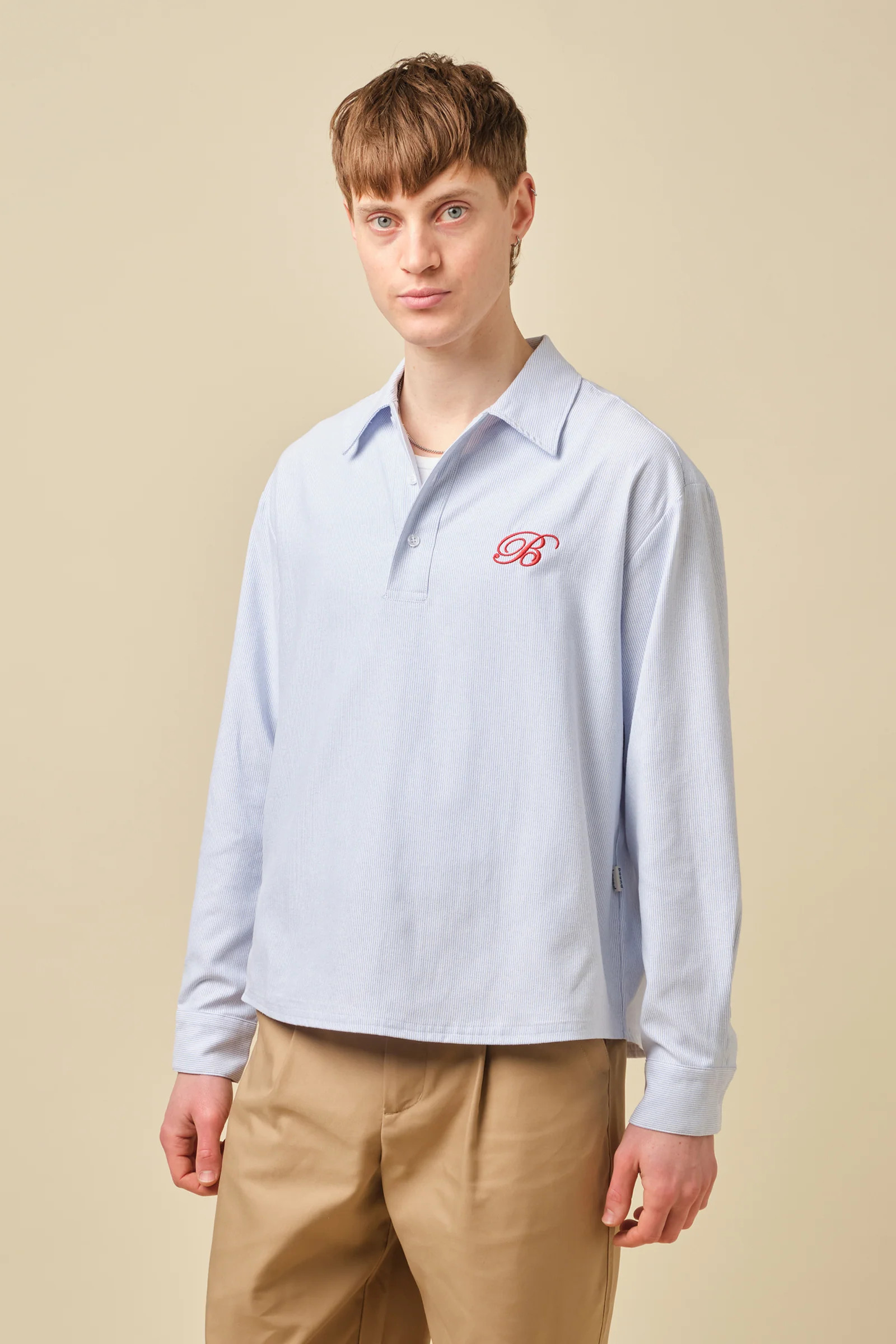 HALF BUTTON SCRIPT OXFORD SHIRT | bound clothing