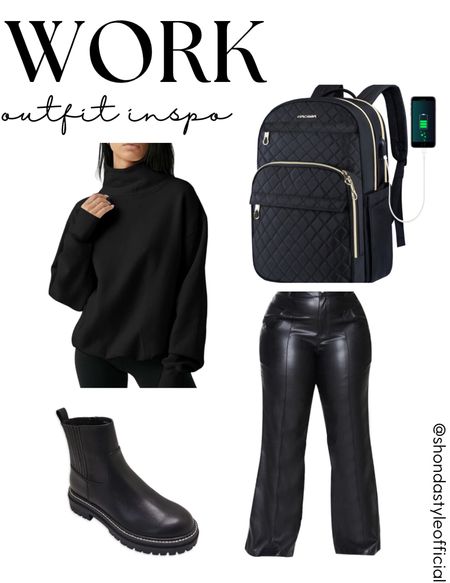 Work outfits, plus  size outfit Inspo, Walmart boots, work bookbags , leather pants 

#LTKplussize #LTKstyletip