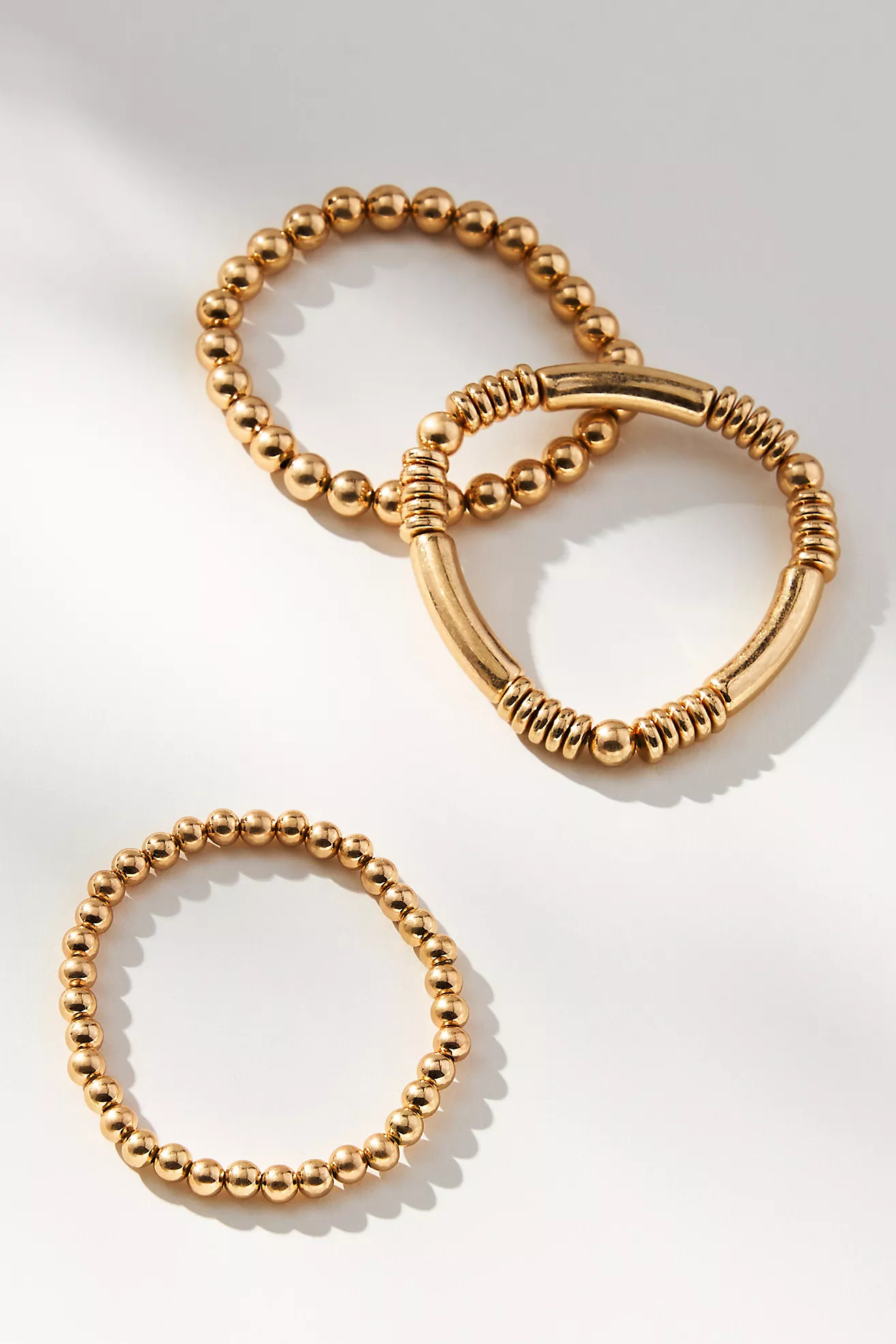 Assorted Metal Beaded Stretch Bracelets, Set of 3 | Anthropologie (US)