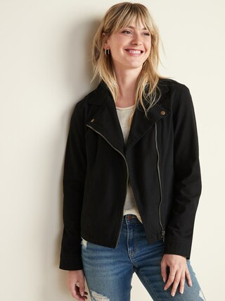 Canvas Moto Zip Jacket for Women | Old Navy (US)