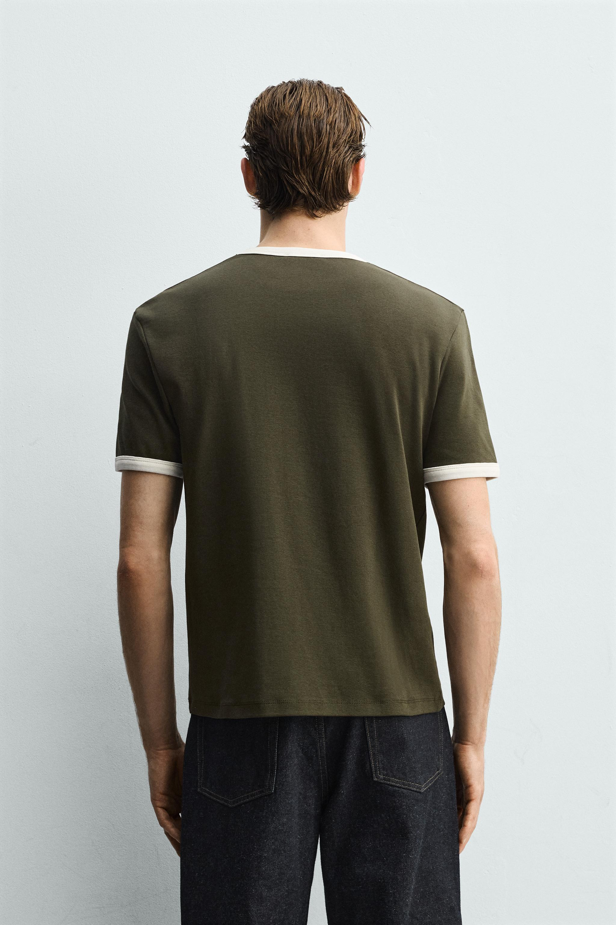 T-SHIRT C\u00d4TEL\u00c9 BASIQUE EN CONTRASTE | Zara FR