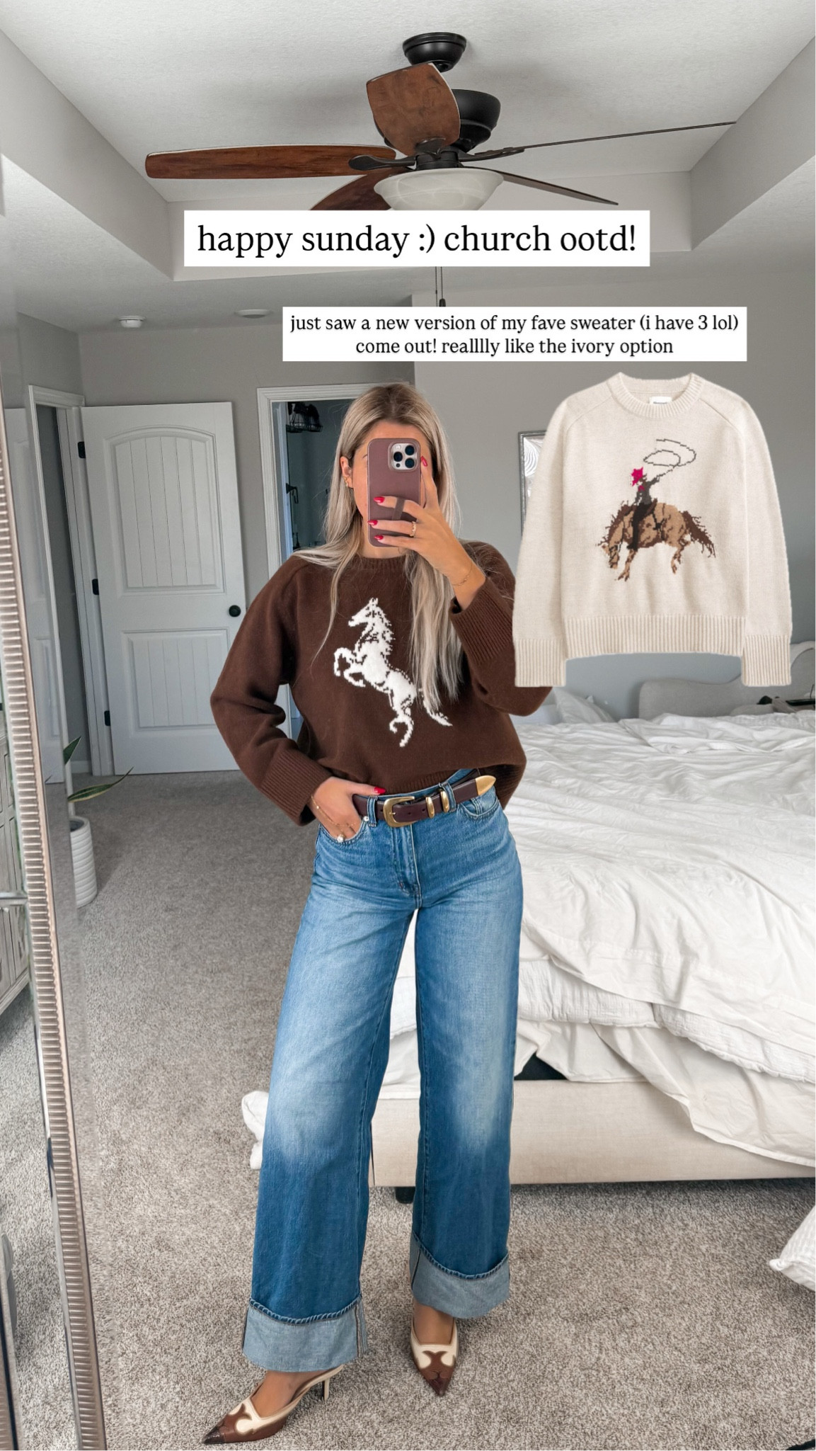 size 25 tall in jeans, medium in sweater, small in belt. shoes sold out!

church outfit 
western fashion 
equestrian 

#LTKFindsUnder50 #LTKSpringSale #LTKSeasonal