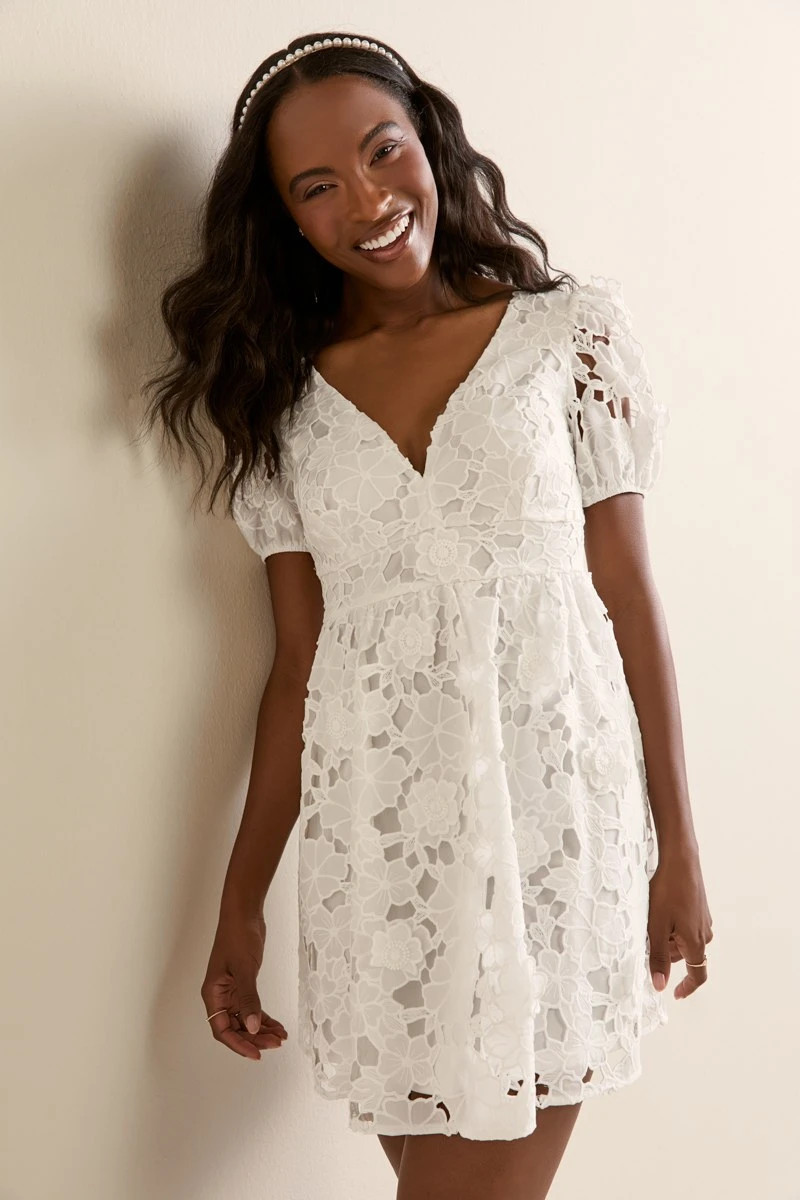 Angelica Floral Lace Mini Dress | Francesca's