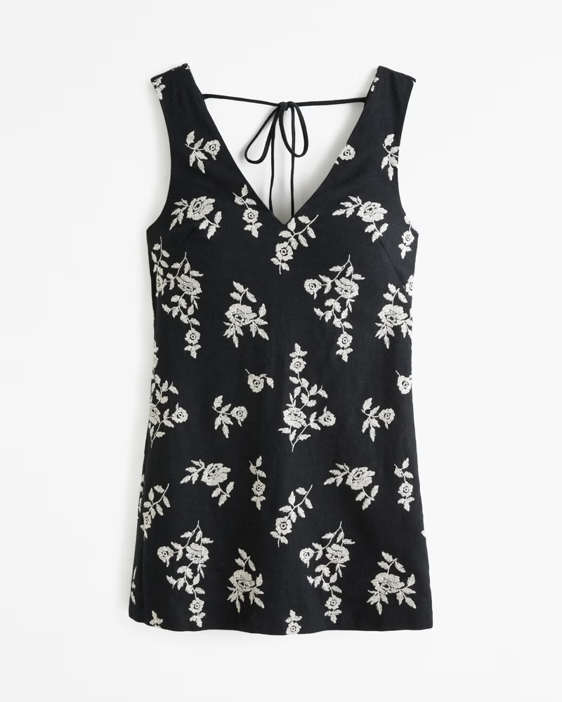 Embroidered Linen-Blend Mini Dress | Abercrombie & Fitch (US)