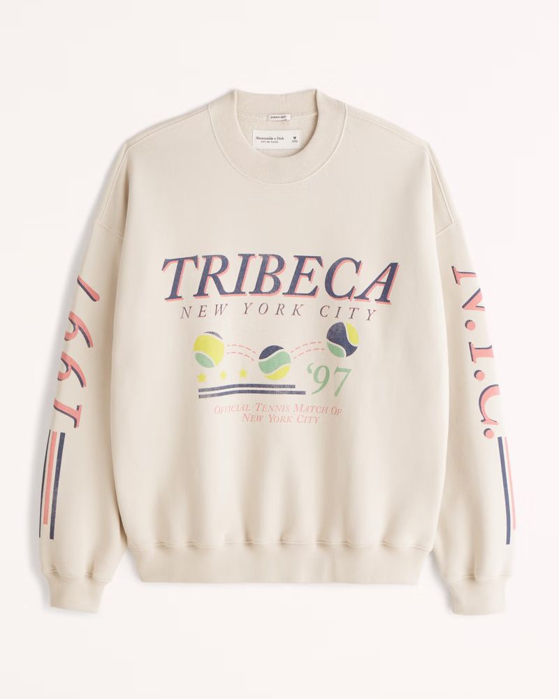 Retro Tennis Graphic Crew Sweatshirt | Abercrombie & Fitch (US)