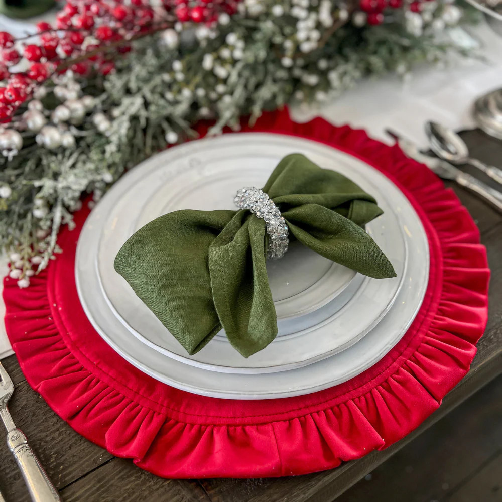 Round Ruffle Velvet Placemat - Two Sizes | Arte Italica & Crown Linen Designs