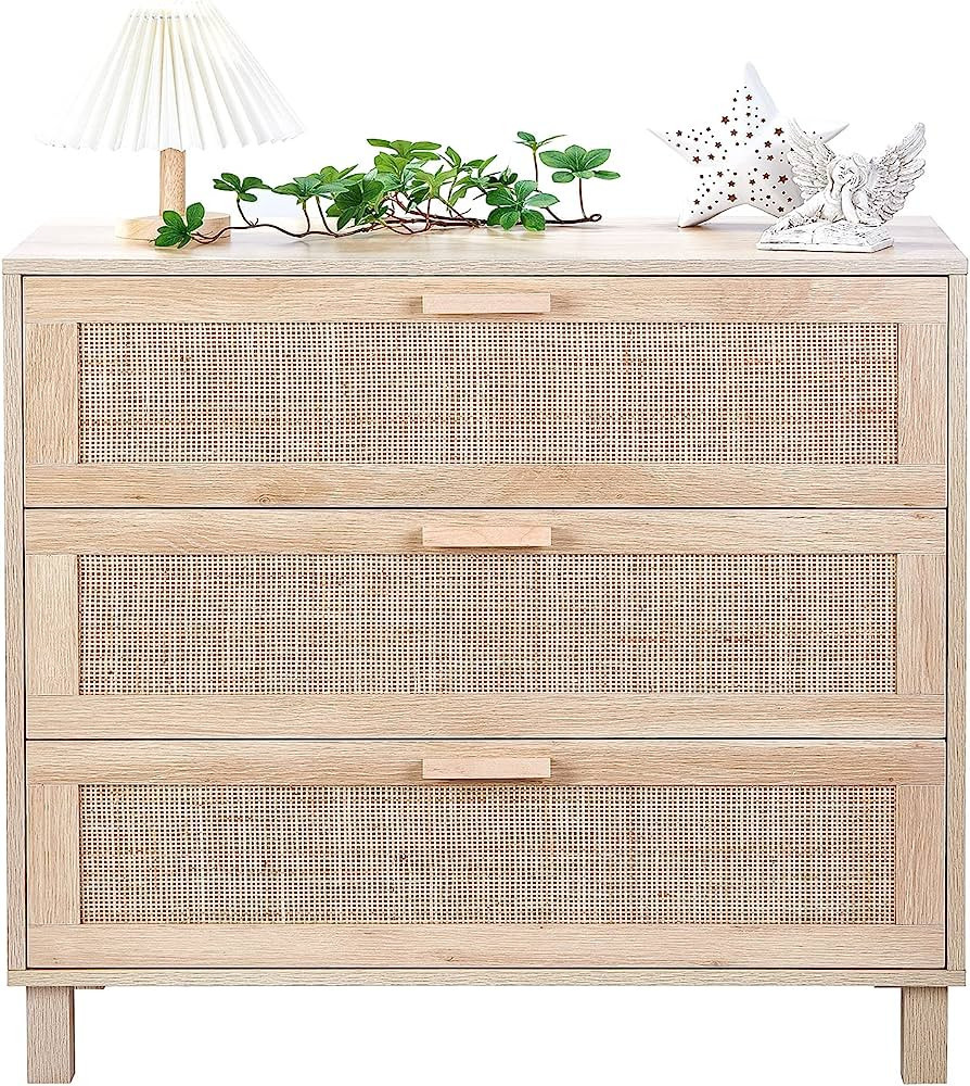 CREATIVELAND 3 Drawer Dresser,Hamilton Rattan Chest of Drawers End Cabinets Storage Corner Bedsid... | Amazon (US)
