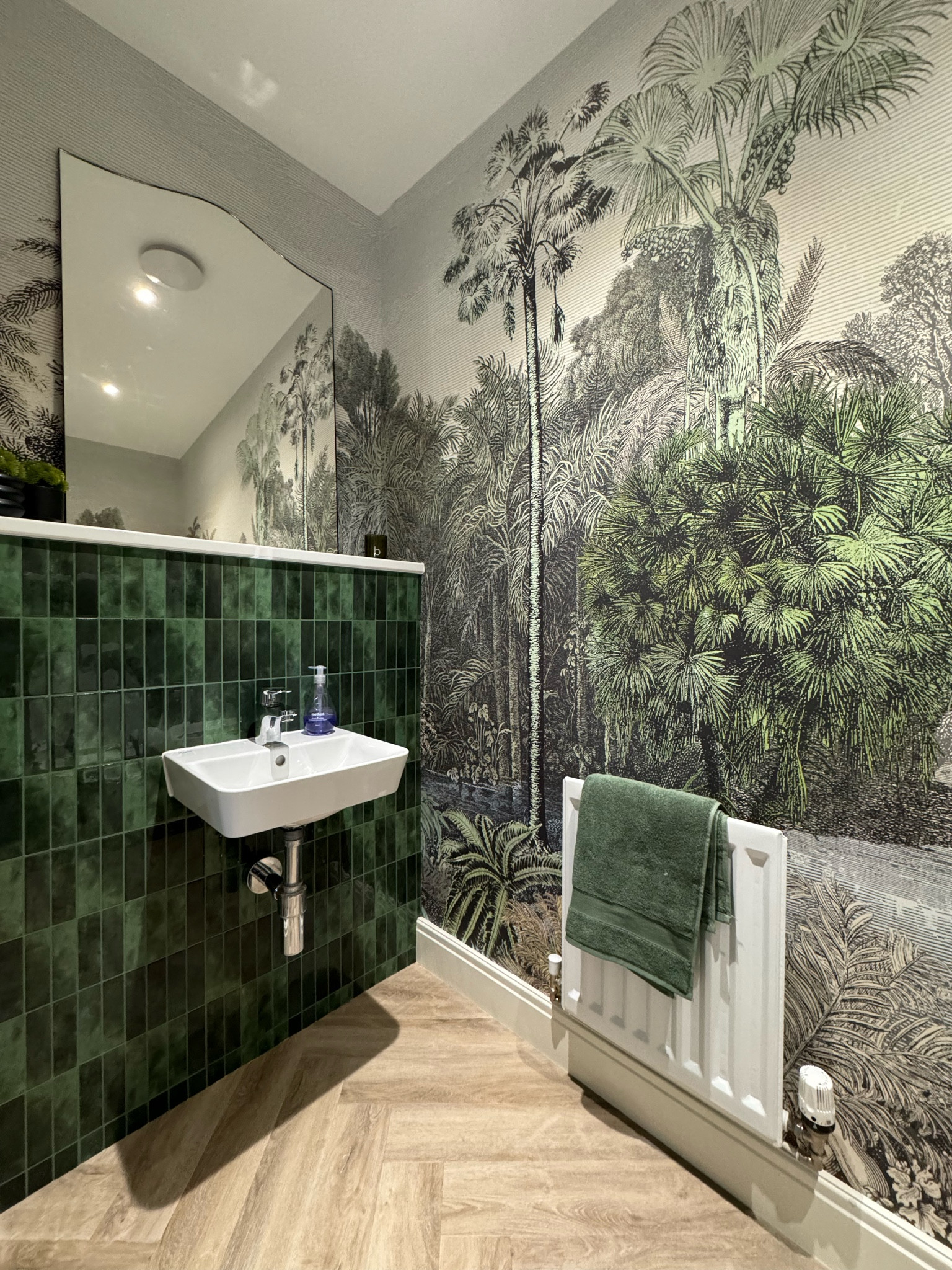 Would you believe these tiles are actually bargain stickers from TEMU?! 😍

Our under £200 new build bathroom transformation 😍

Upgraded the tiles using tile wall stickers and the wallpaper is Dunelm! 

#LTKuk #LTKeurope #LTKhome