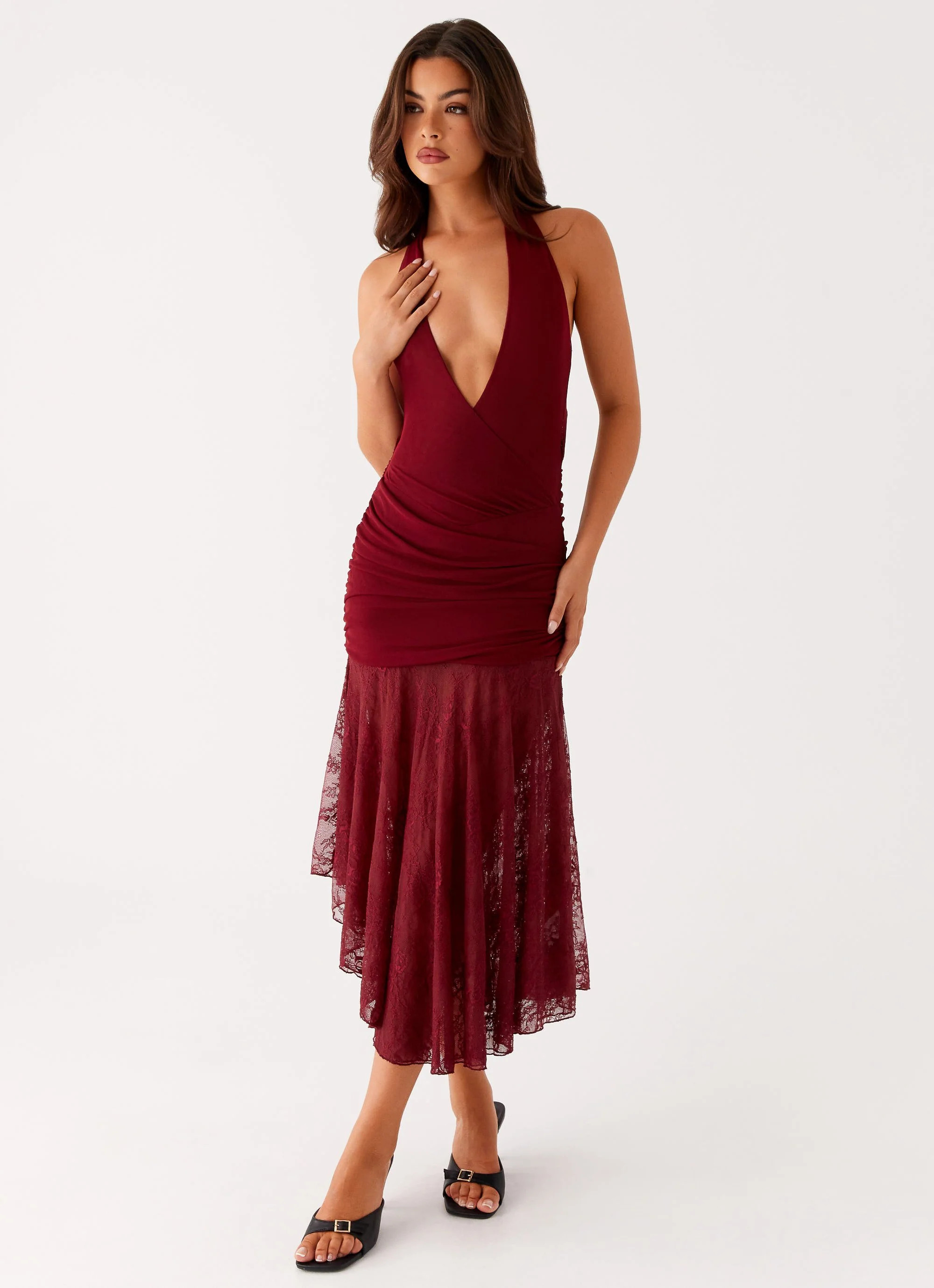 Burnout Midi Dress - Maroon | Peppermayo (Global)