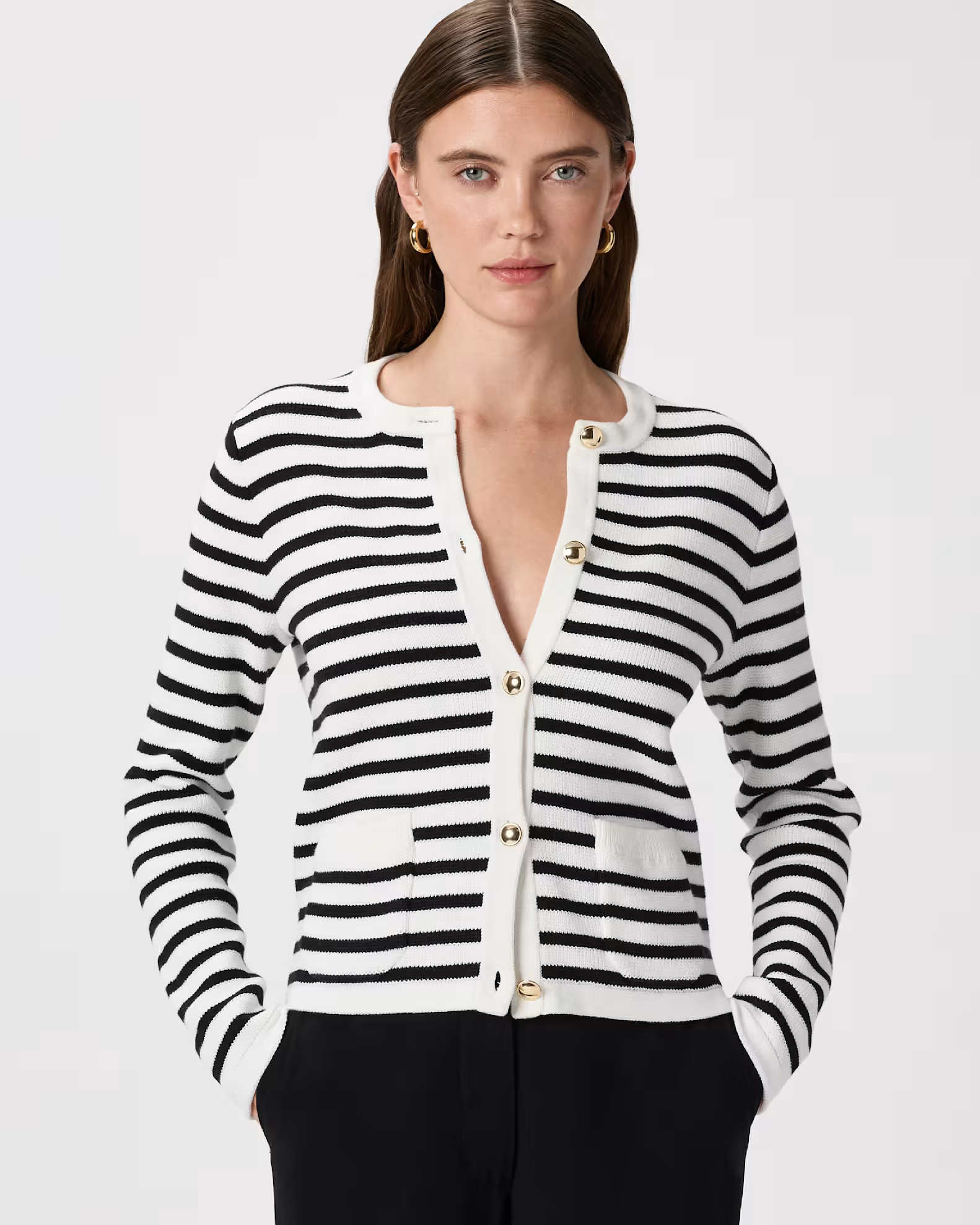 100% Organic Cotton Sweater Jacket in Ivory/Black | Quince