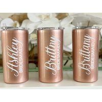 Rose Gold Tumblers-Rose Skinny Mini Tumbler-Personalized Tumbler-Bridesmaid Tumblers-Personalized Br | Etsy (US)