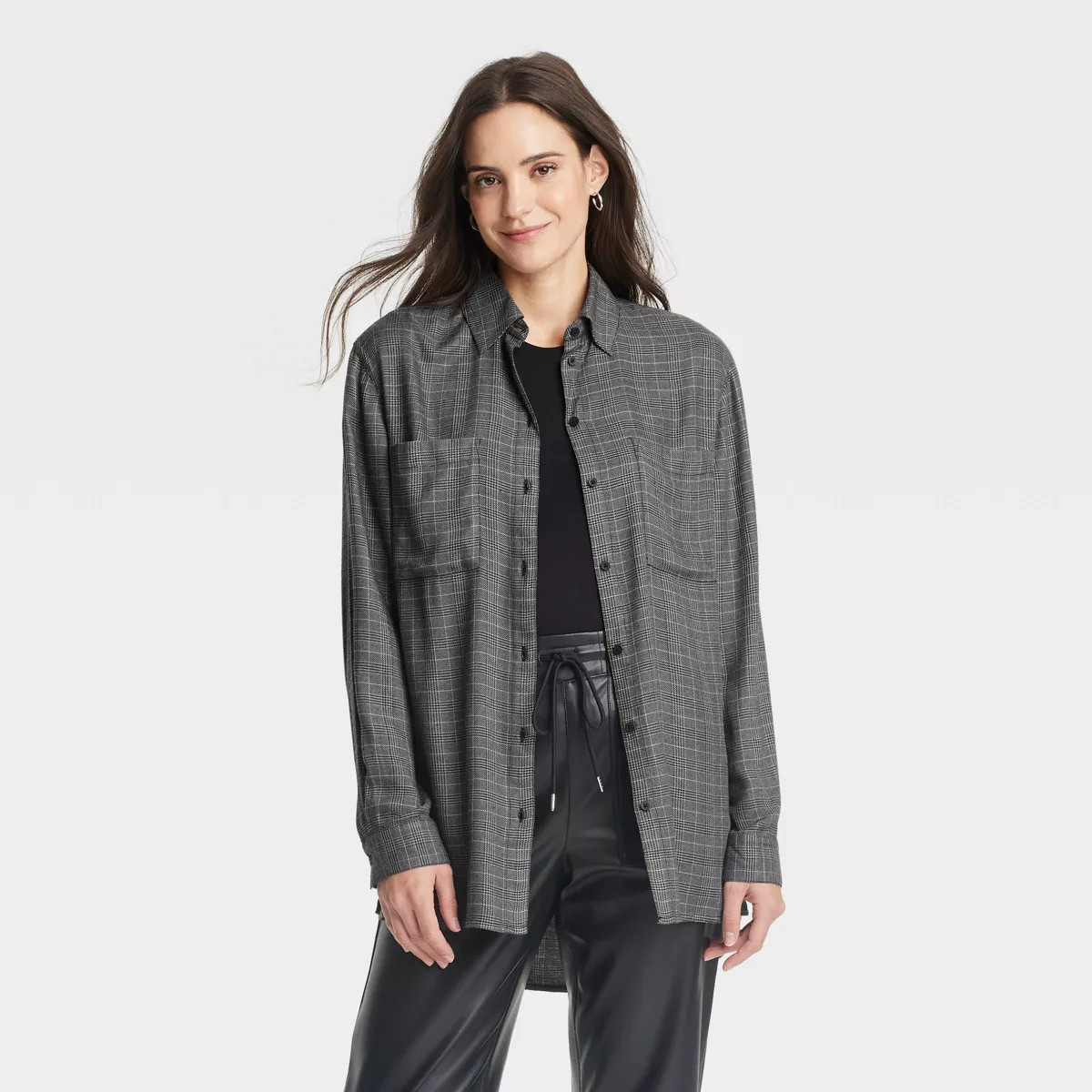 Women's Oversized Long Sleeve Flannel Button-Down Shirt - A New Day™ | Target