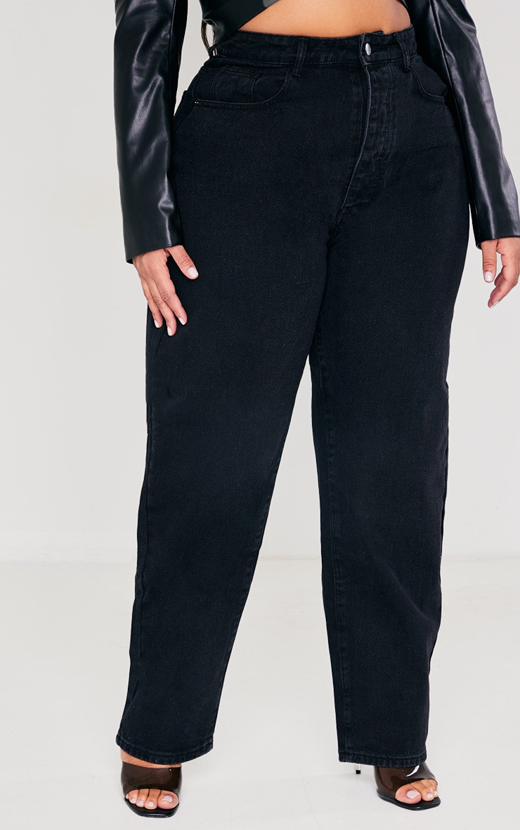 PRETTYLITTLETHING Plus Washed Black Boyfriend Jeans | PrettyLittleThing US