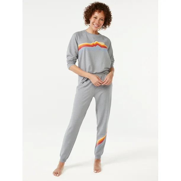 Joyspun Women's French Terrycloth Holiday Pajama Gift Set, 2-Piece, Sizes up to 3X - Walmart.com | Walmart (US)