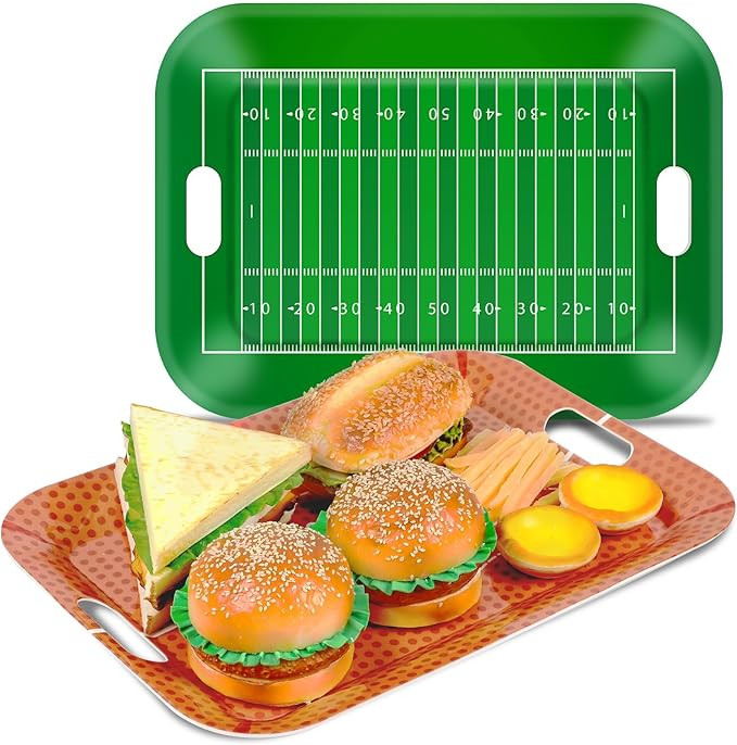 gisgfim 2Pcs Football Serving Trays 16.1 X 11.1 Inch Large Melamine Football Trays Platters with ... | Amazon (US)