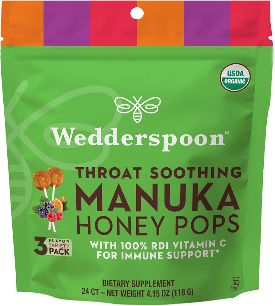 Wedderspoon Organic Manuka Honey Pops for Kids, Variety Pack 24 (Pack of 1) | Amazon (US)