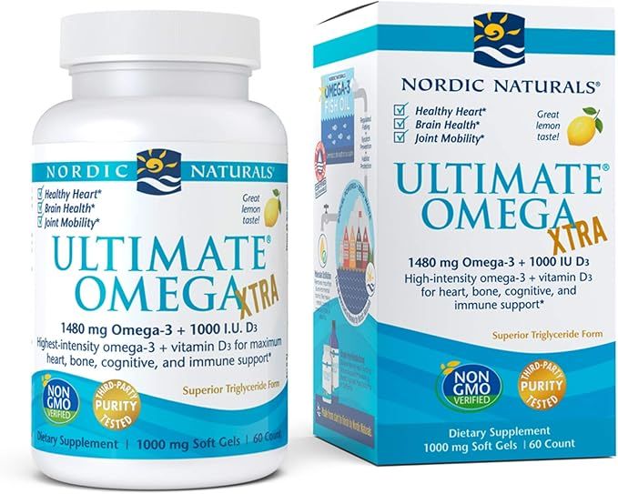 Nordic Naturals Ultimate Omega Xtra, Lemon Flavor - 1480 mg Omega-3 + 1000 IU Vitamin D3-60 Soft ... | Amazon (US)