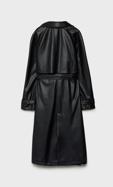 Trench long en similicuir - Trench femme | Stradivarius France | Stradivarius (FR)