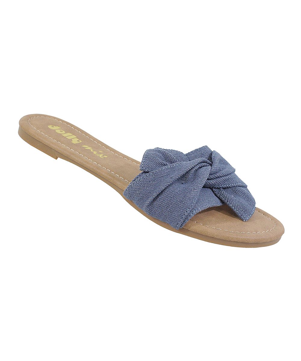 Denim Blue Knot Slip-On Sandal - Women | zulily